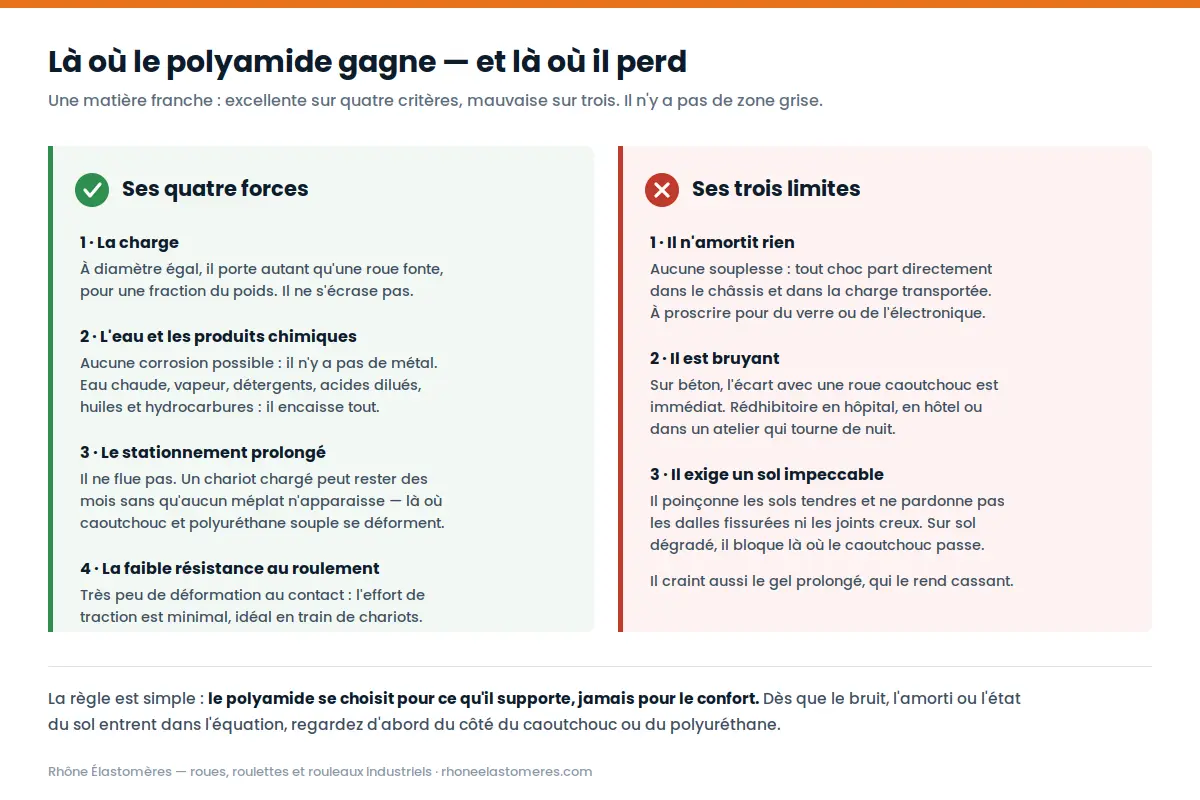 Les quatre forces et les trois limites de la roue polyamide